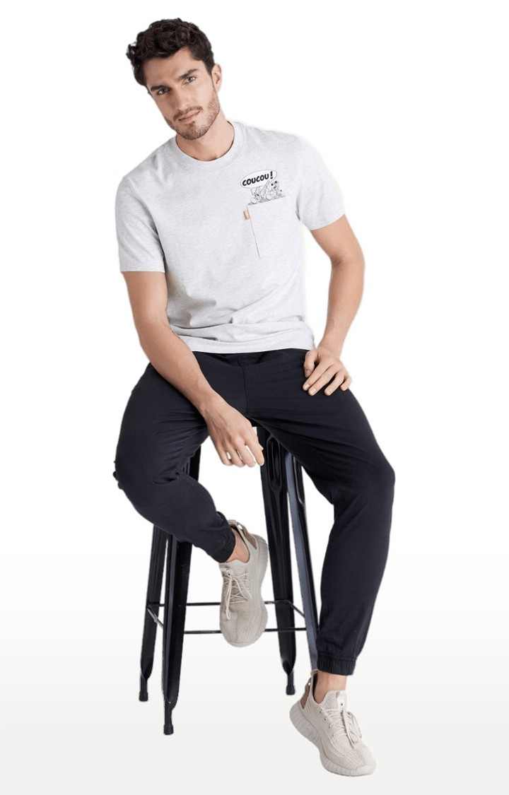 Men's Blue Cotton Blend Solid Casual Joggers