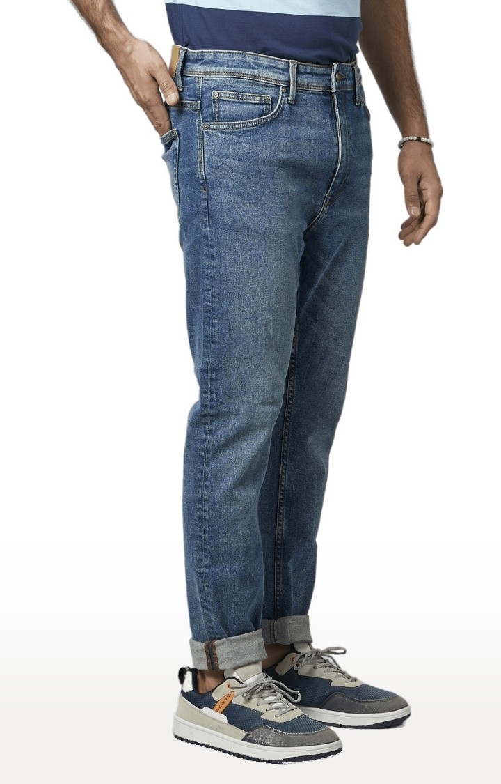 Men's Blue Cotton Solid Regular Jeans