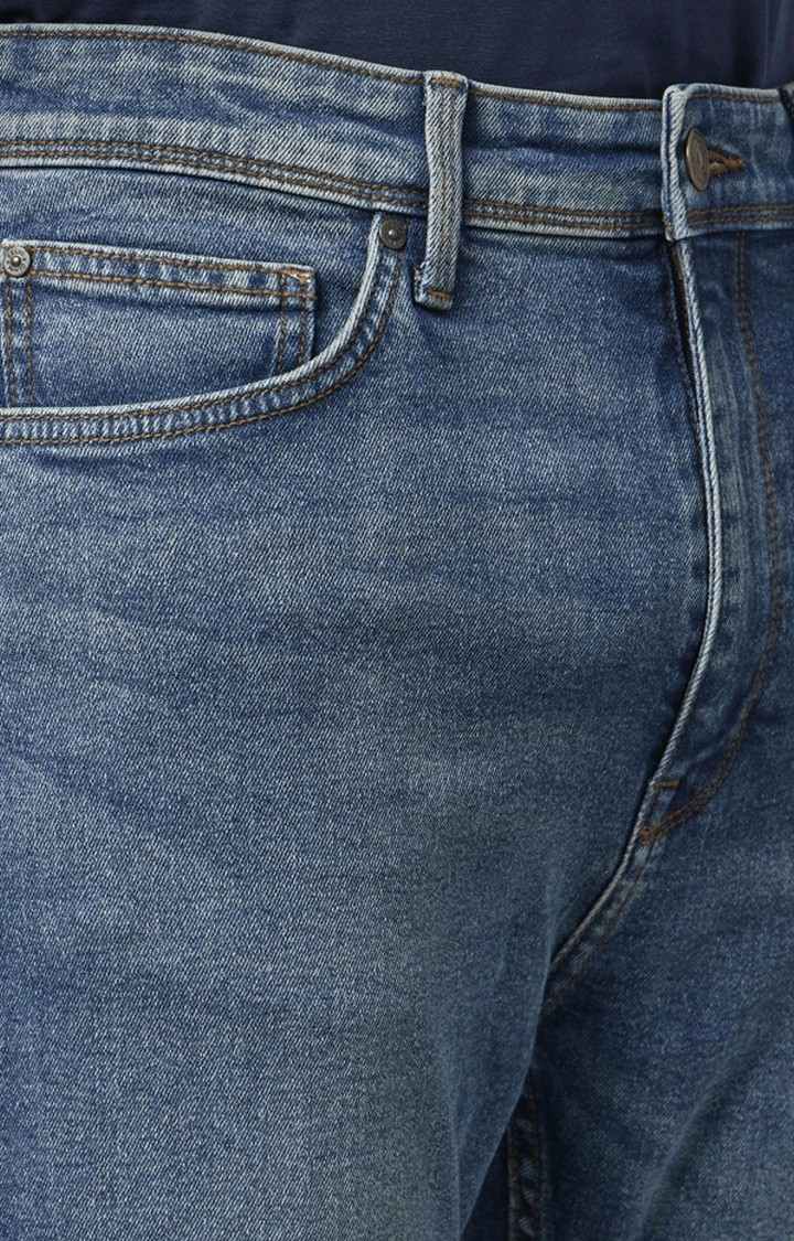 Men's Blue Cotton Solid Regular Jeans
