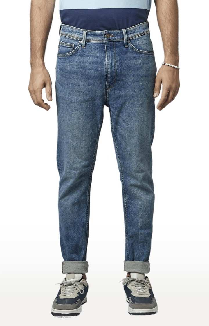 Men's Blue Cotton Solid Regular Jeans