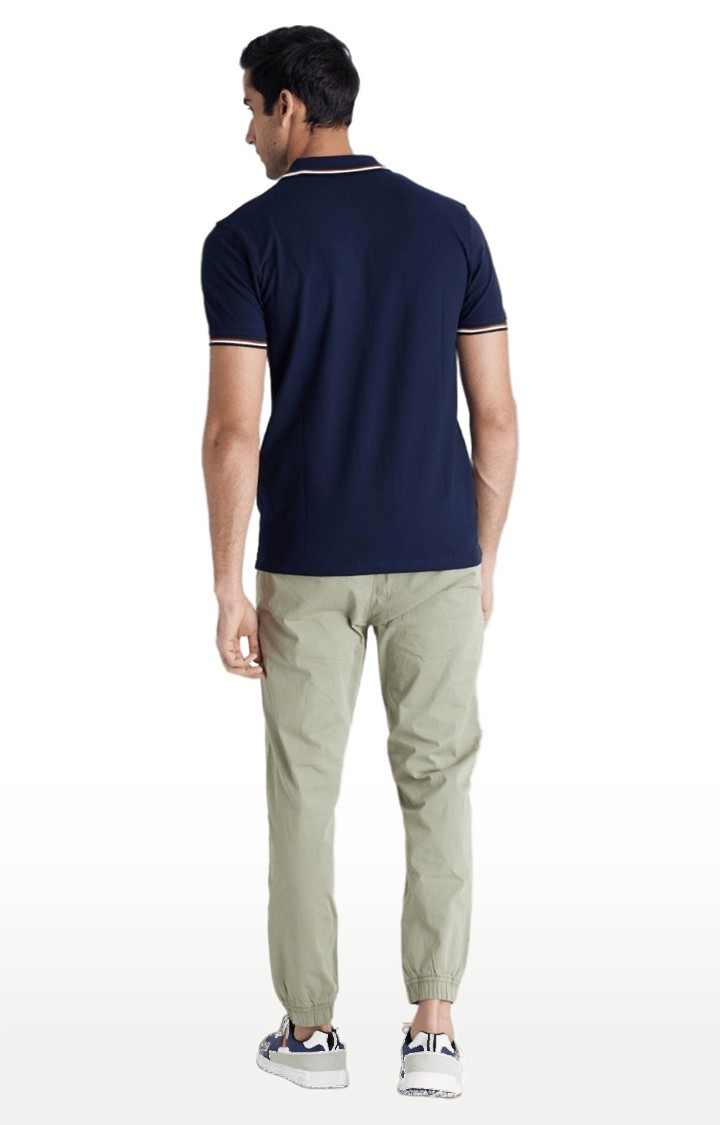 Men's Green Cotton Blend Solid Casual Joggers