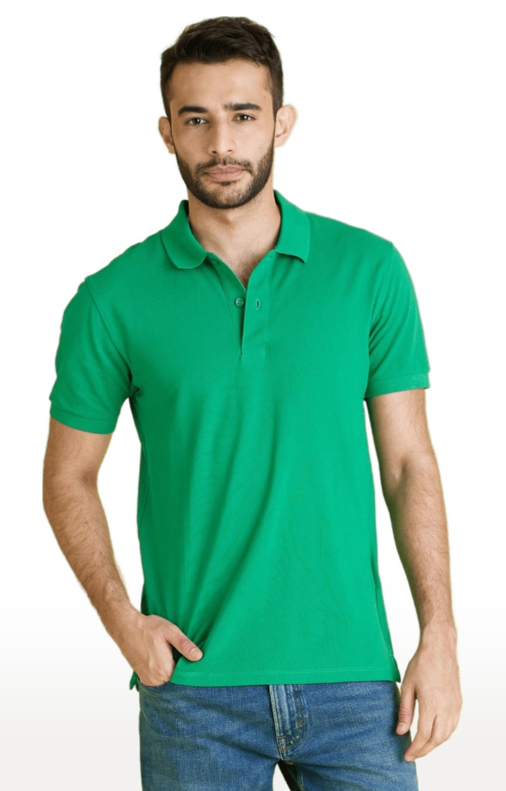 Men's Green Solid Polos