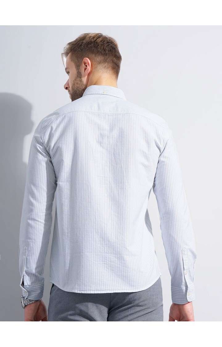 Men's Green Striped Formal Shirts