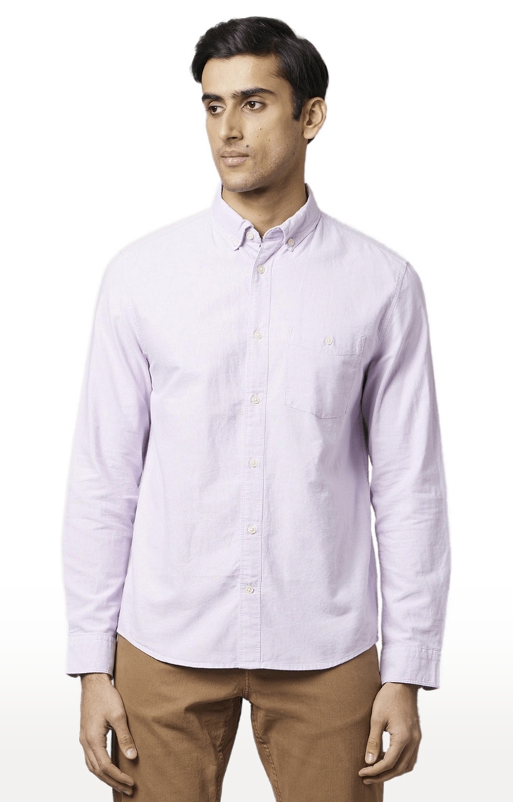 celio | Men's Purple Solid Casual Shirts