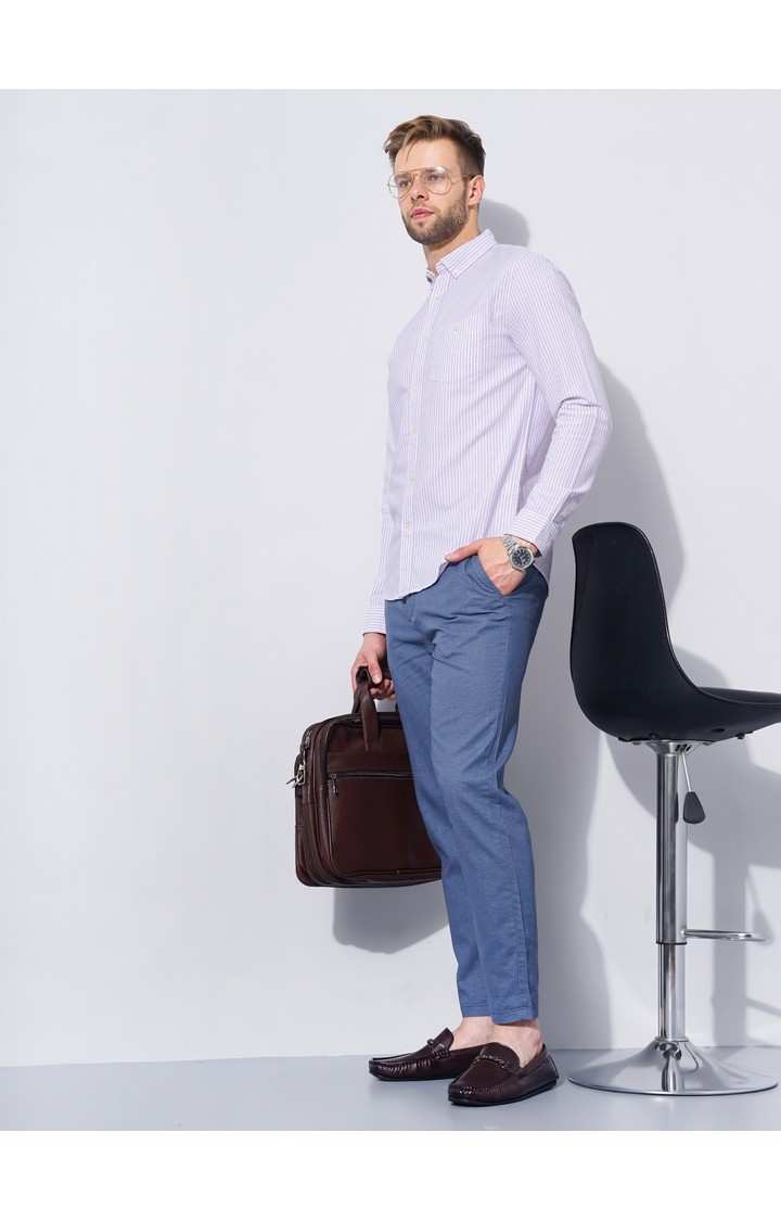 Men's Purple Striped Formal Shirts