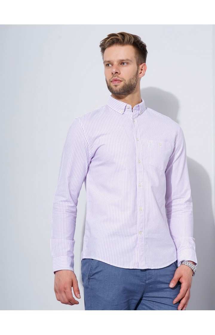 Men's Purple Striped Formal Shirts