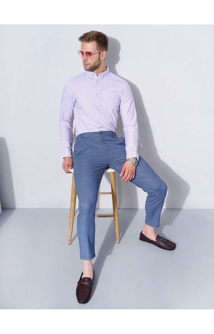 Men's Purple Striped Formal Shirts