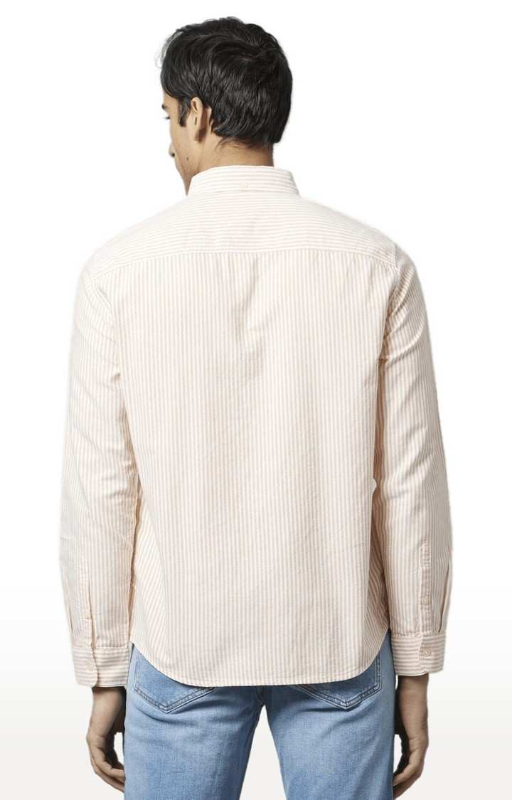 Men's Orange Striped Casual Shirts
