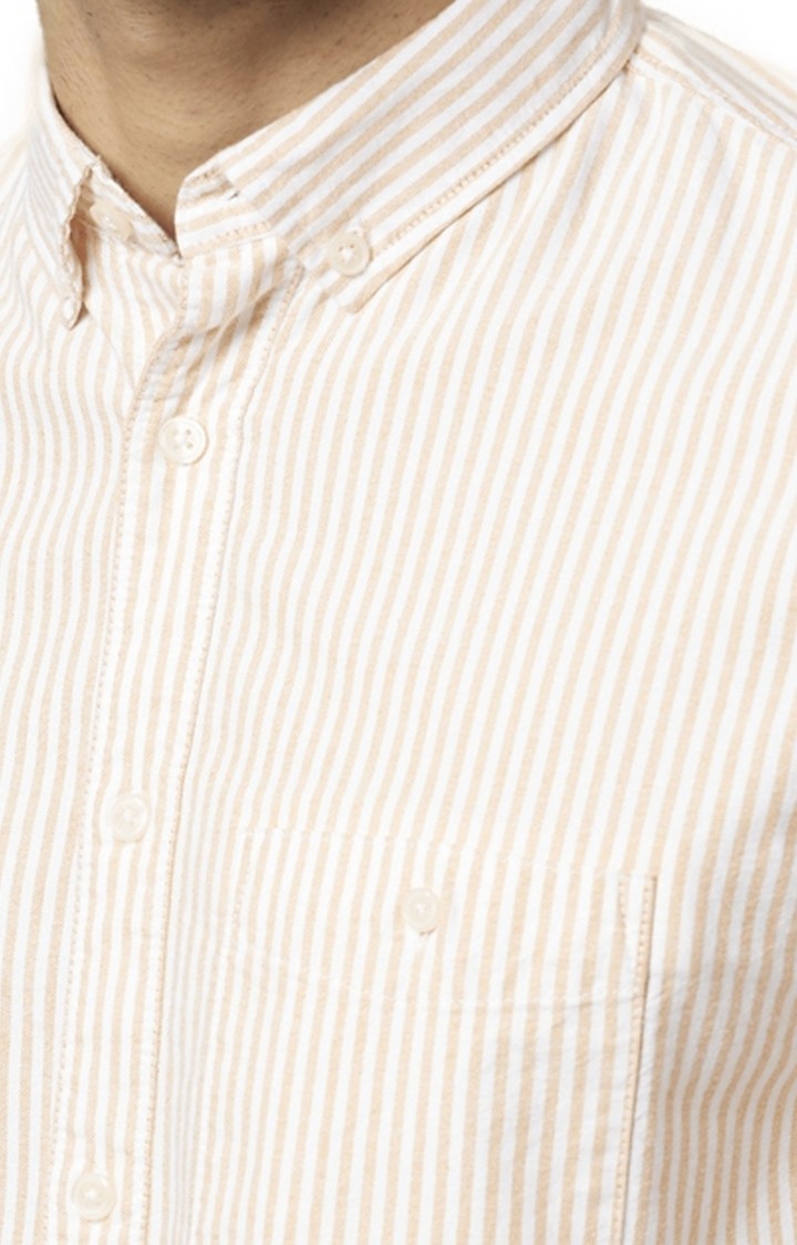 Men's Orange Striped Casual Shirts
