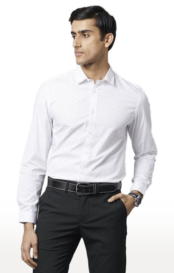 celio | Men's White Printed Formal Shirts