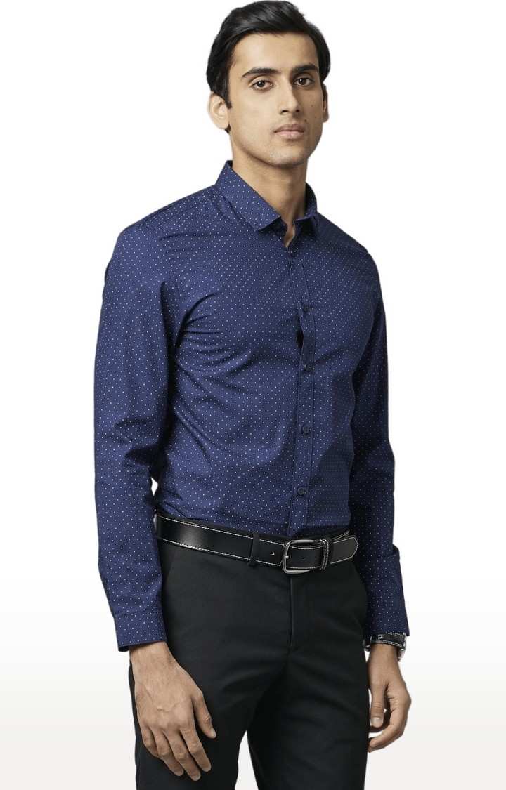 Men's Blue Printed Formal Shirts