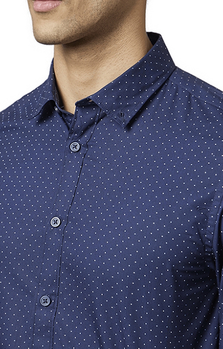 Men's Blue Printed Formal Shirts