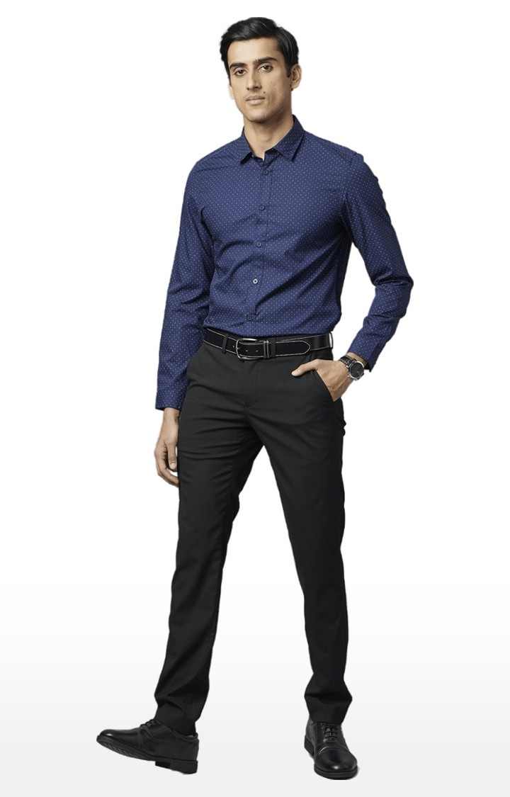 Men's Blue Printed Formal Shirts