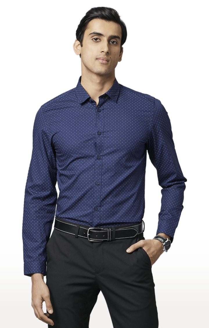 celio | Men's Blue Printed Formal Shirts 0