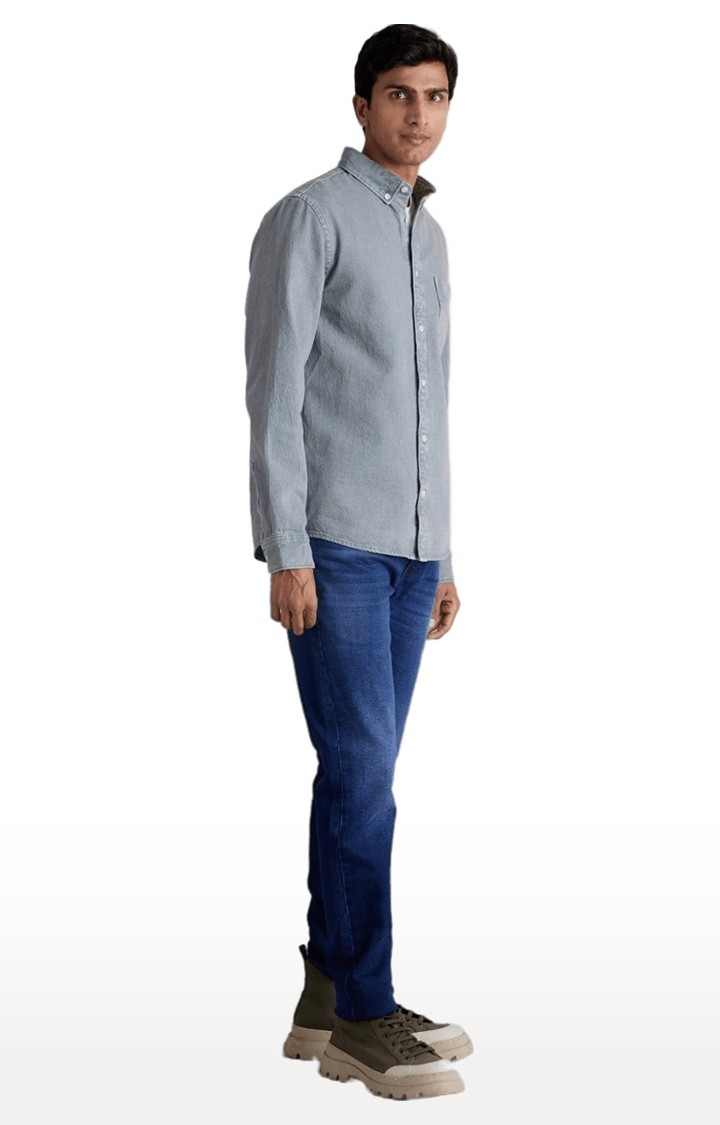 Men's Grey Solid Casual Shirts
