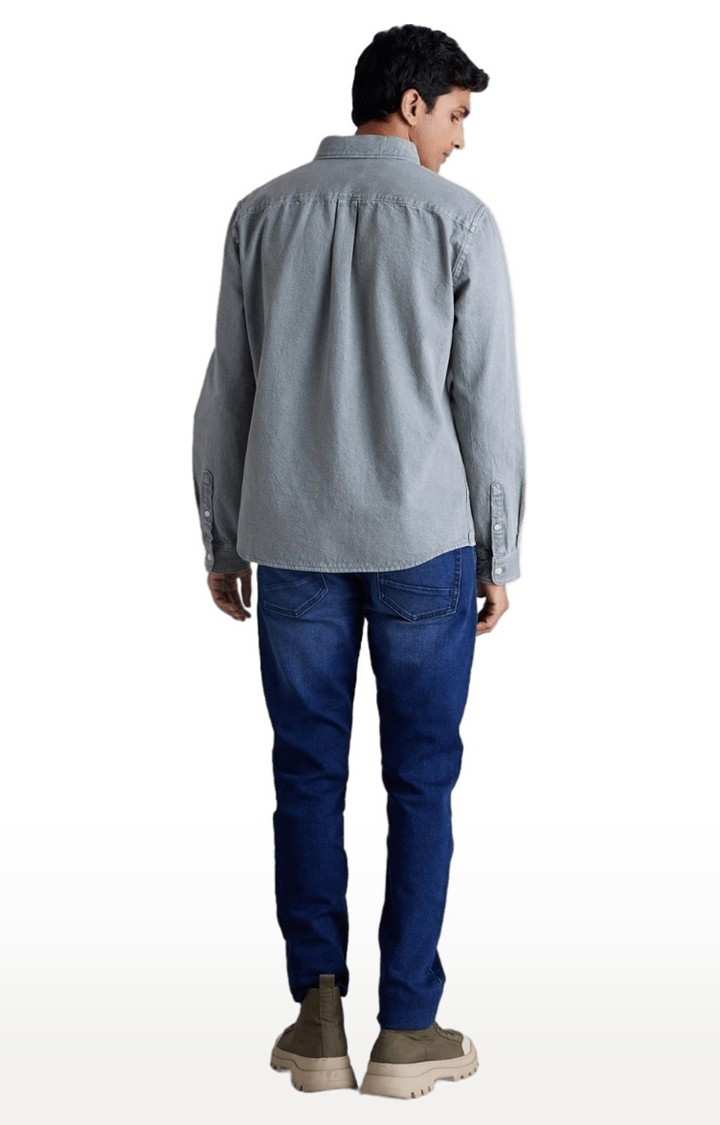 Men's Grey Solid Casual Shirts