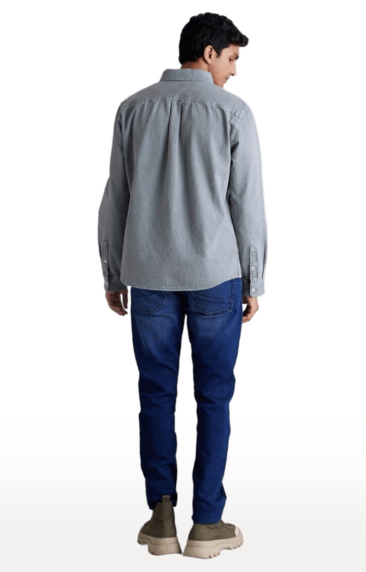 celio | Men's Grey Solid Casual Shirts 5