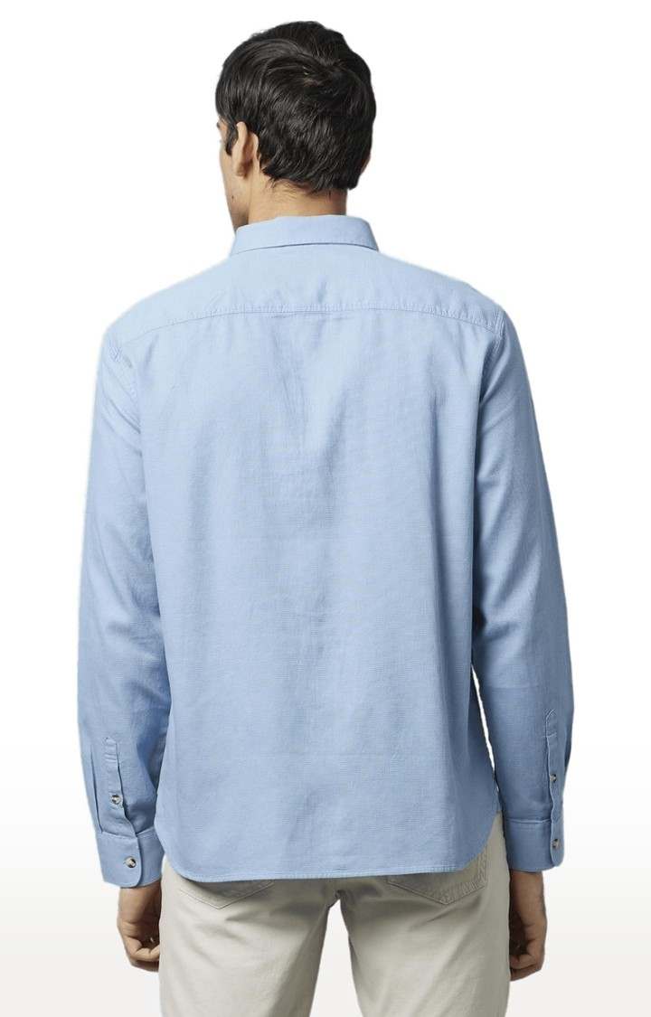 Men's Blue Solid Casual Shirts
