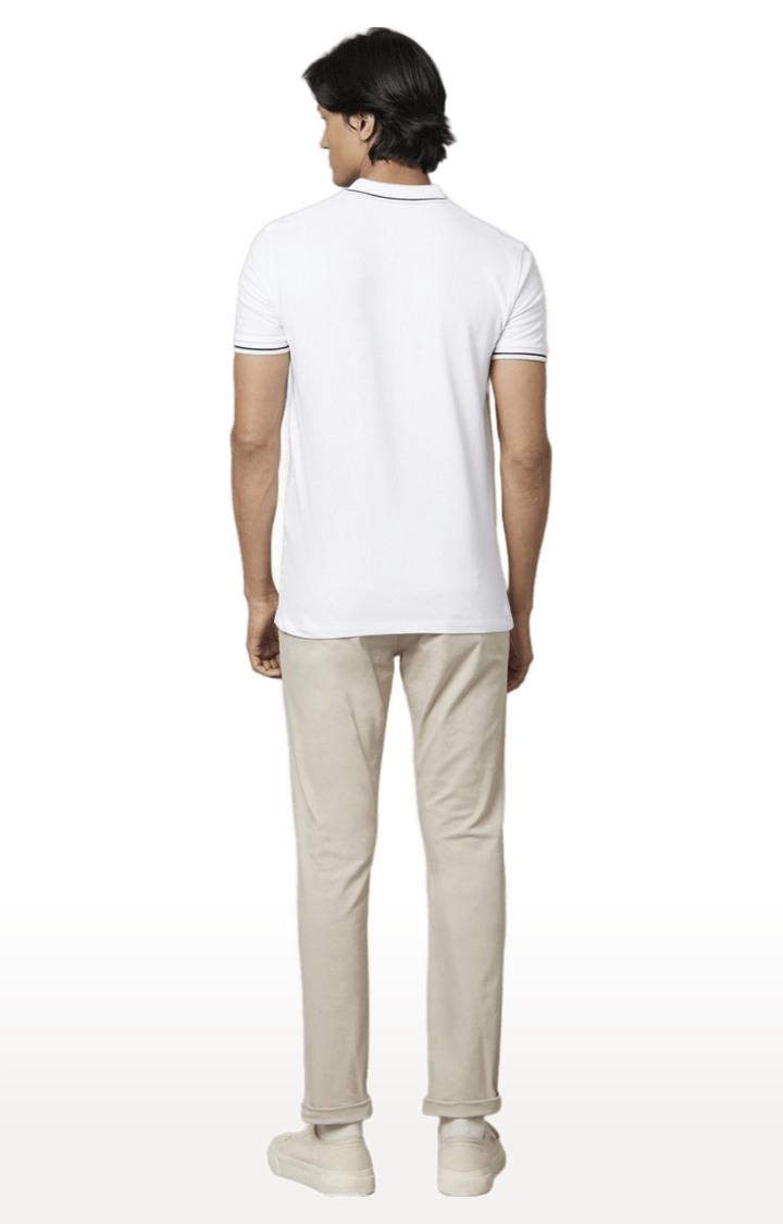 celio | Men's Beige Cotton Blend Solid Chinos 4