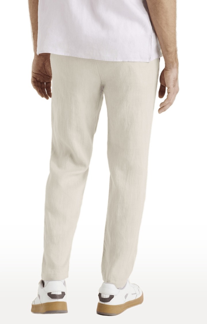 celio | Men's Beige Linen Solid Chinos 3