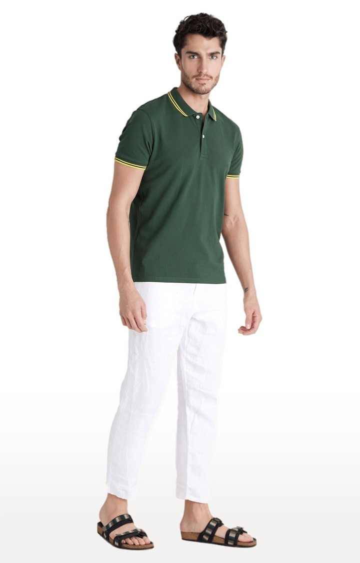 Men's White Linen Solid Casual Pants