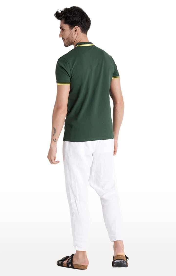 Men's White Linen Solid Casual Pants