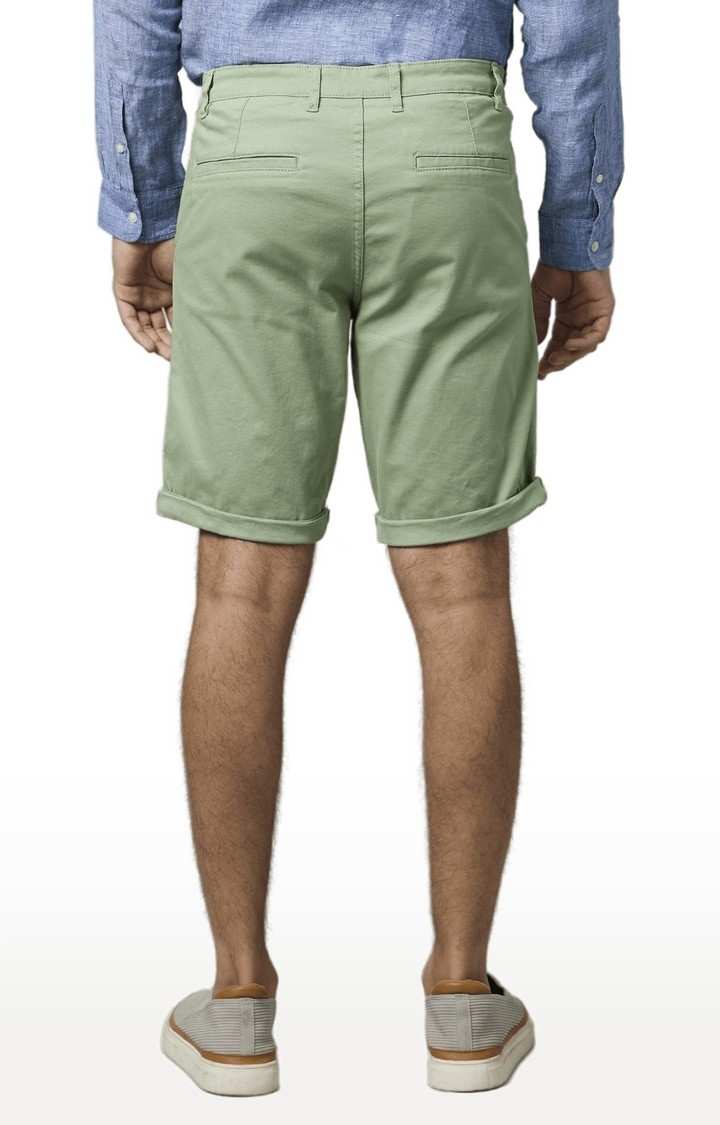 Men's Green Cotton Solid Shorts