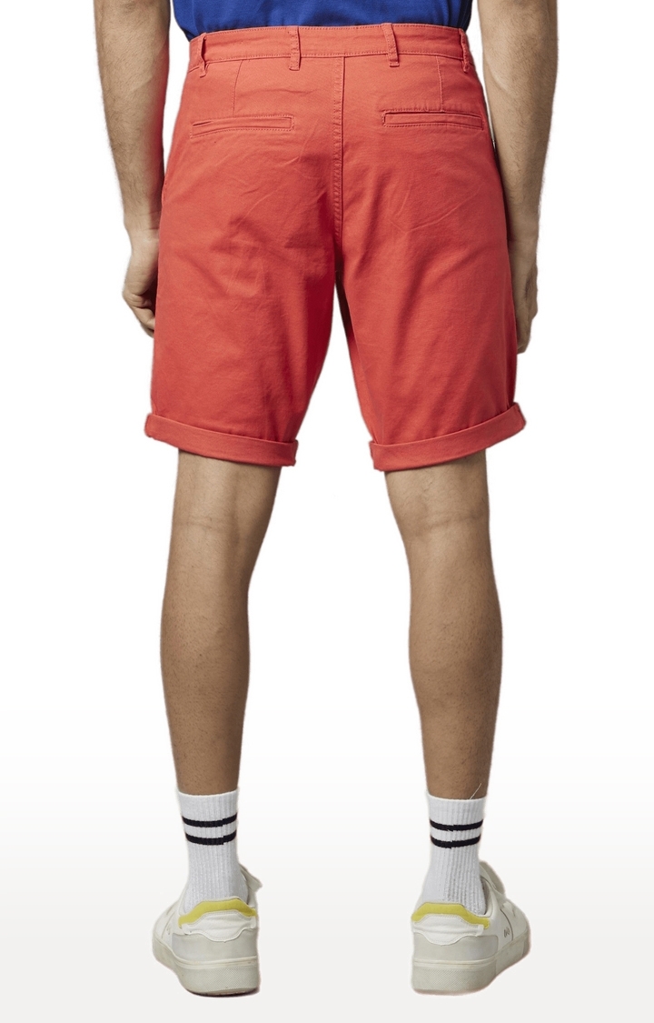 celio | Men's Red Cotton Solid Shorts 4