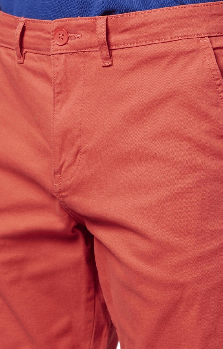 celio | Men's Red Cotton Solid Shorts 5