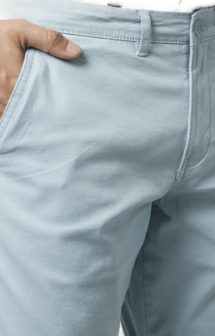 Men's Blue Cotton Solid Shorts