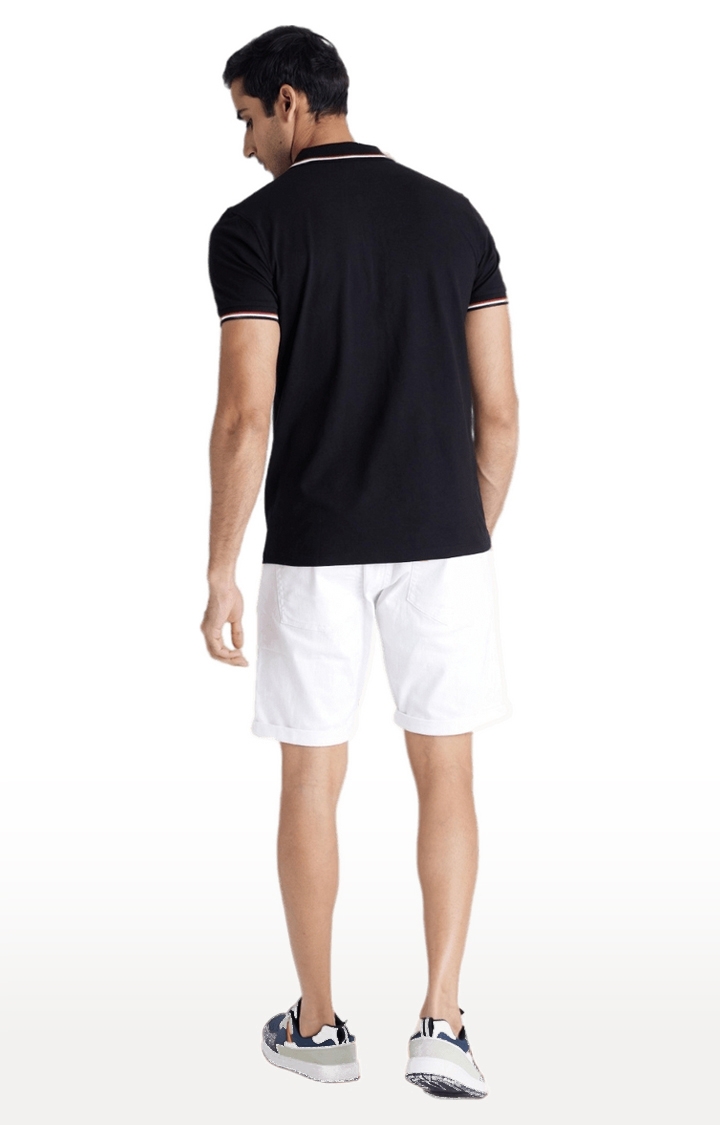 celio | Men's White Cotton Blend Solid Shorts 4