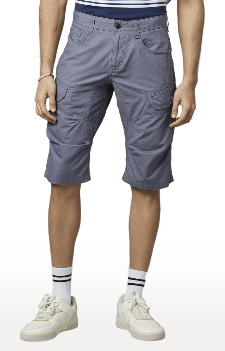Men's Grey Cotton Solid Shorts