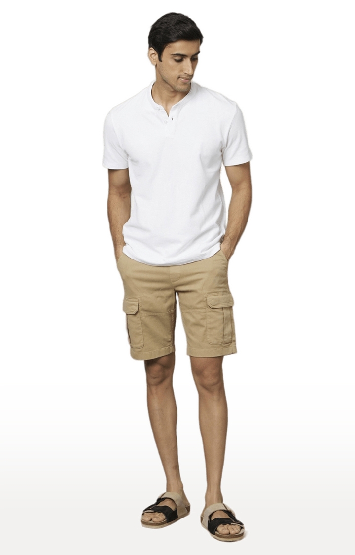 celio | Men's Brown Cotton Blend Solid Shorts