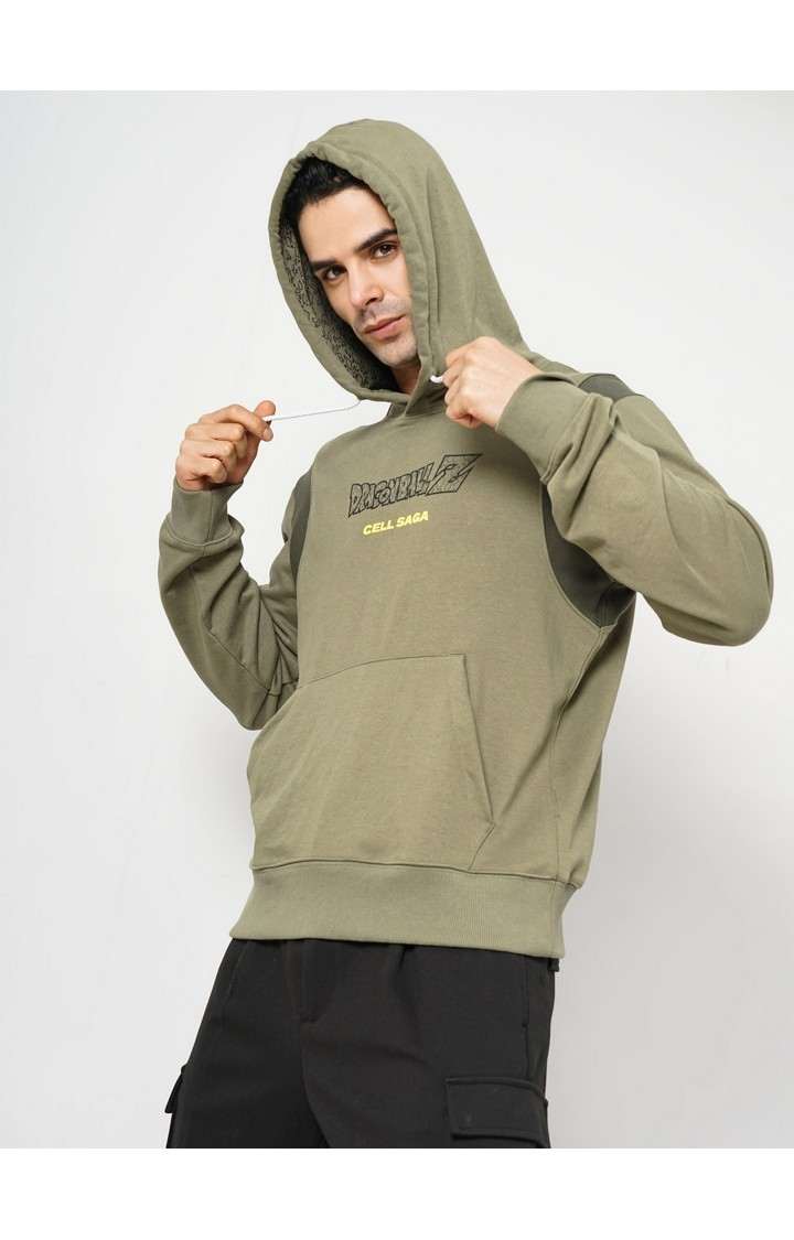 Celio Men Khaki Printed Regular Fit Cotton Dragon Ball Z Sweatshirt