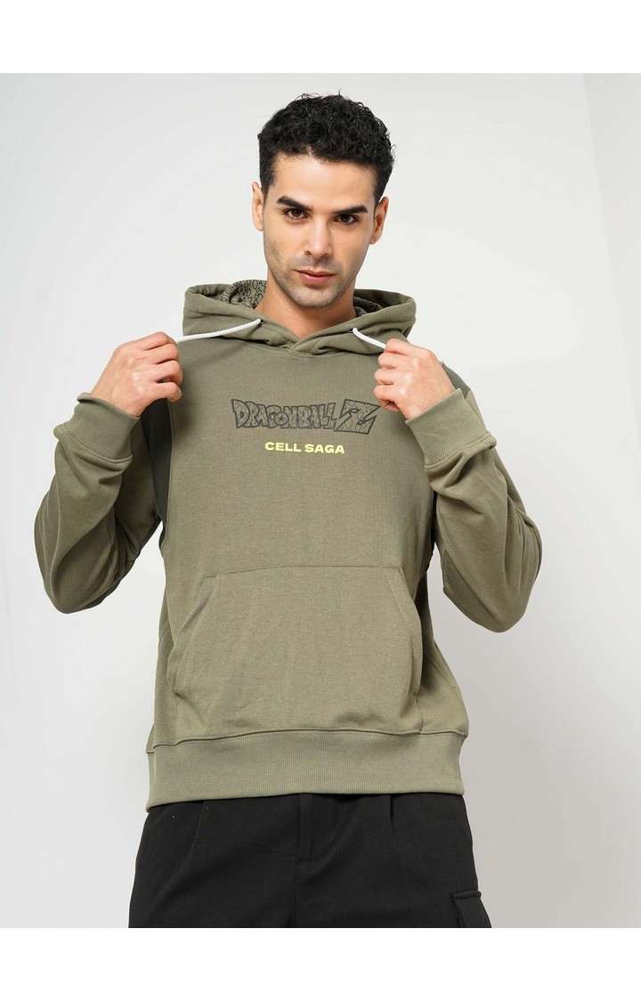Celio Men Khaki Printed Regular Fit Cotton Dragon Ball Z Sweatshirt