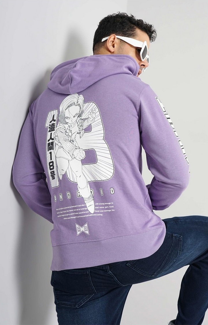 celio | Celio Men Purple Printed Regular Fit Cotton Dragon Ball Z Sweatshirt