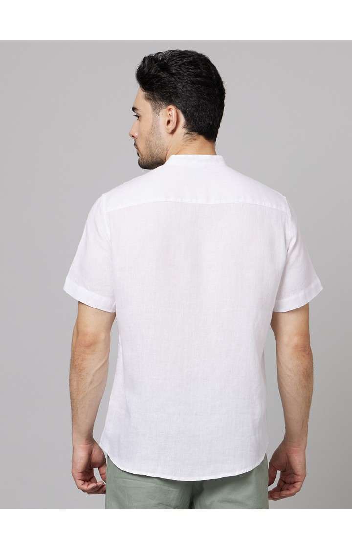 Men's White Solid Casual Shirts