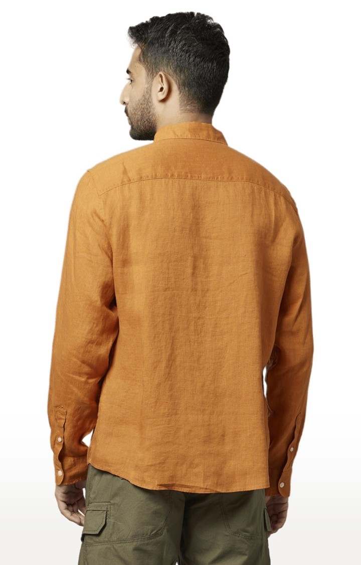 Men's Orange Solid Casual Shirts