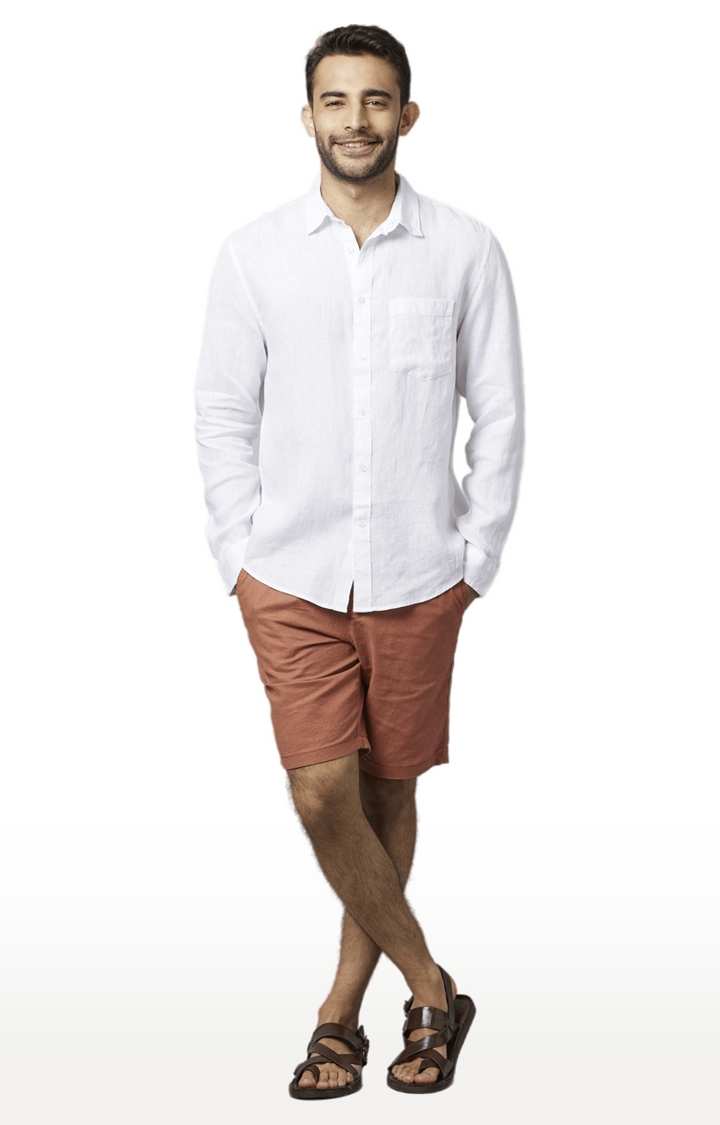 celio | Men's White Solid Casual Shirts 1