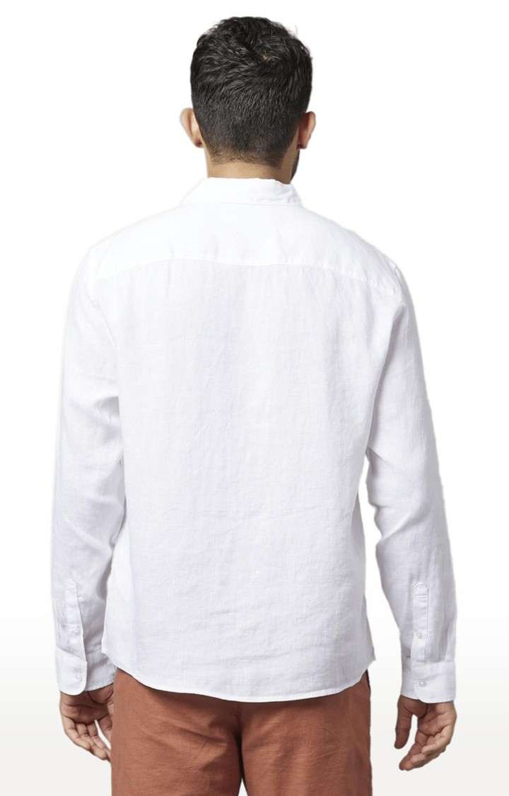 Men's White Solid Casual Shirts