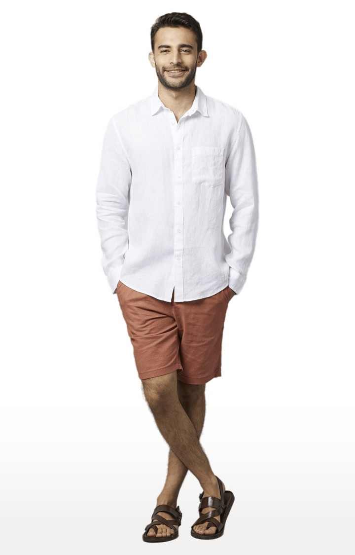 Men's White Solid Casual Shirts