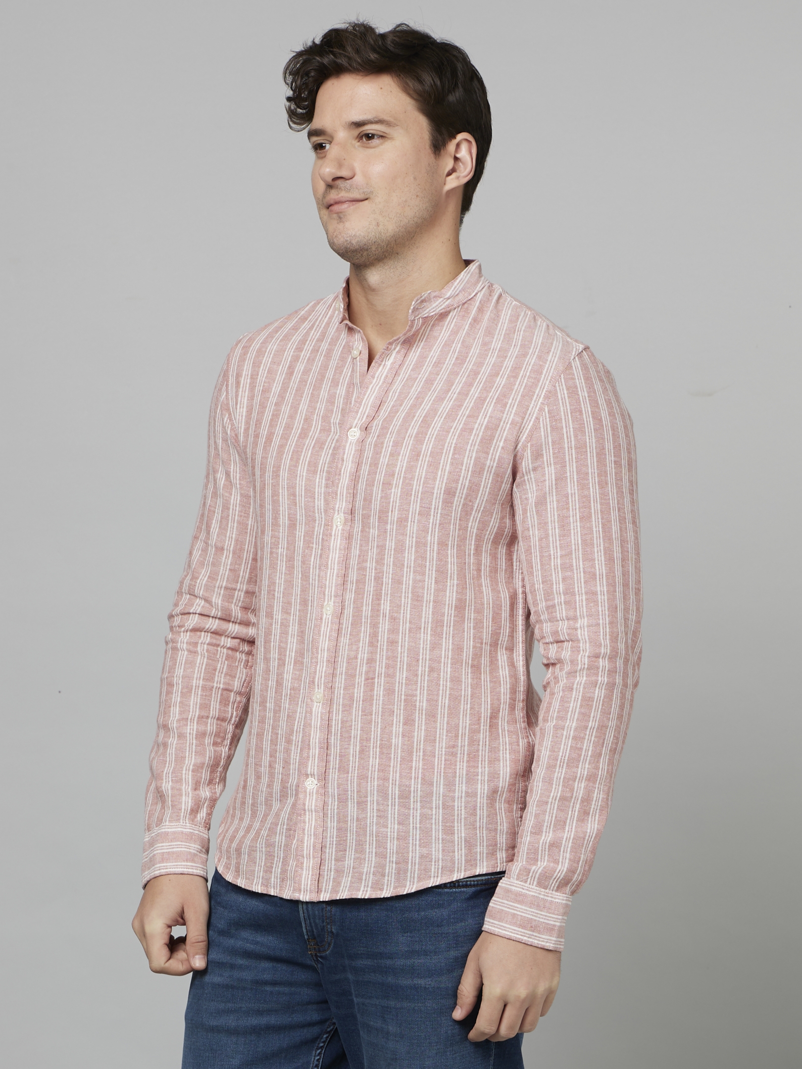 Men's Red Striped Casual Shirts