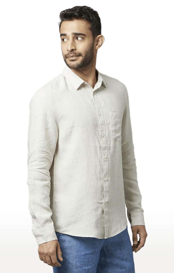 Men's White Solid Casual Shirts