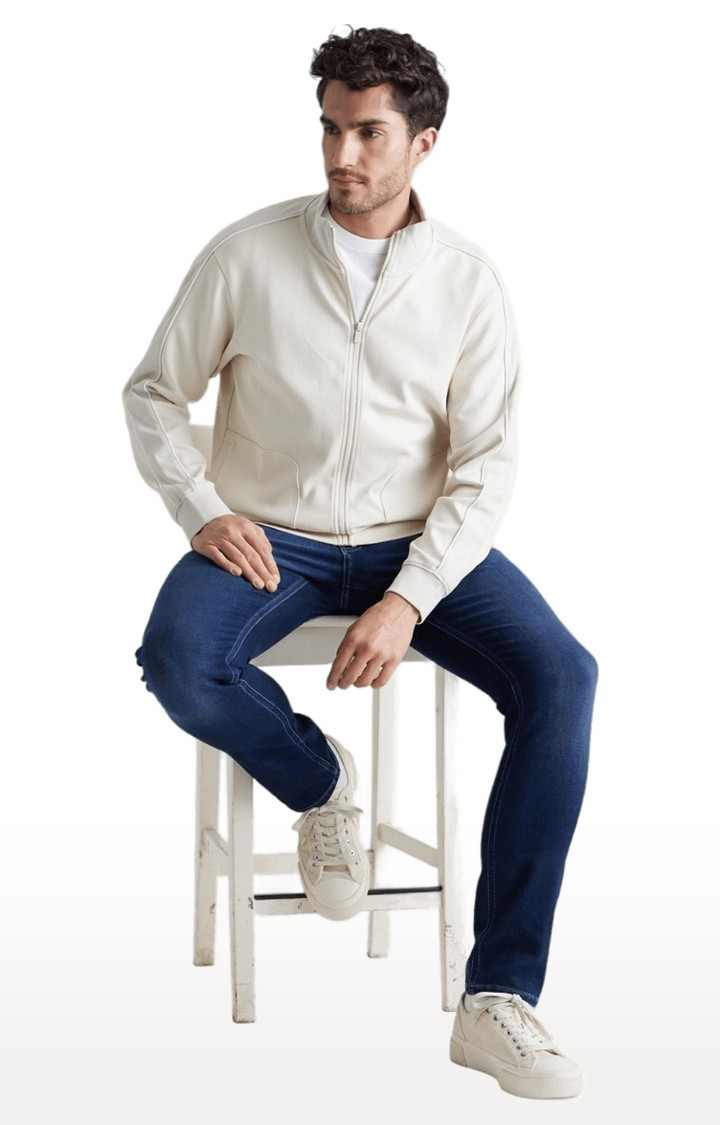 Men's Beige Solid Western Jackets