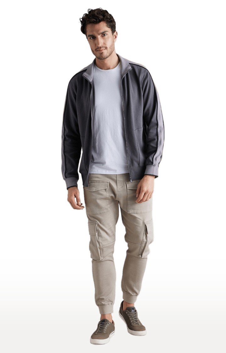 Men's Grey Solid Western Jackets