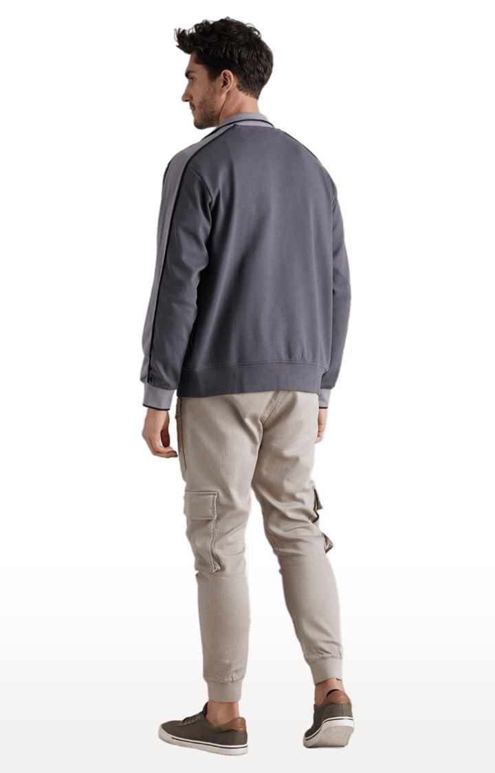 Men's Grey Solid Western Jackets