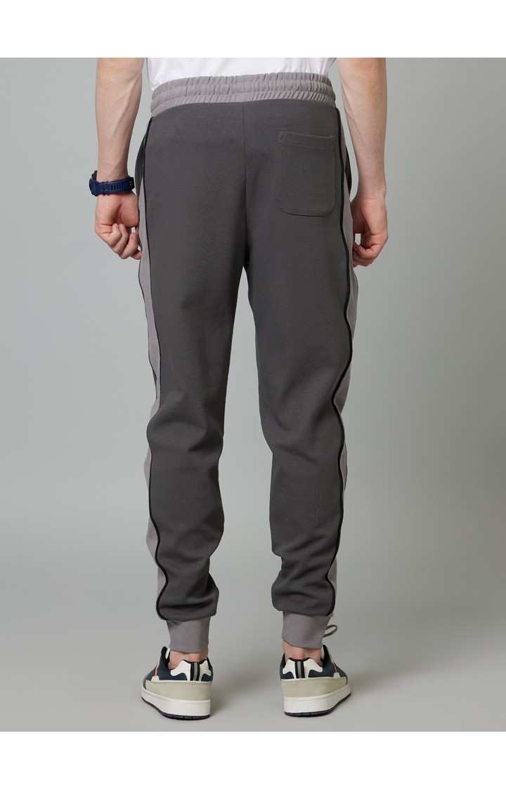 Men's Grey Cotton Blend Solid Casual Joggers