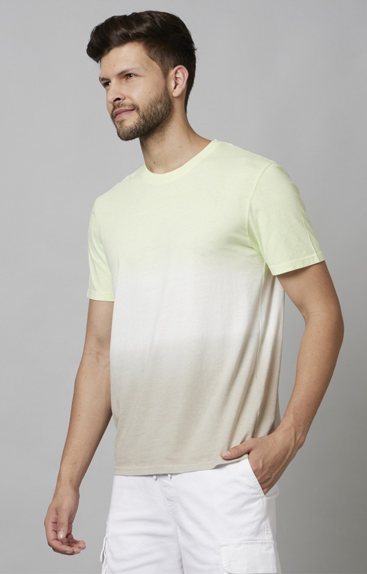 celio | Men's Green Printed Regular T-Shirts