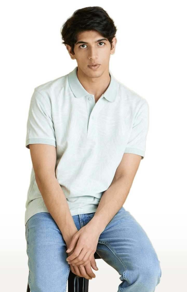 Men's Green Solid Polos