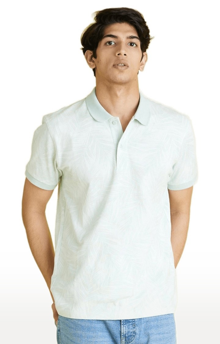 Men's Green Solid Polos